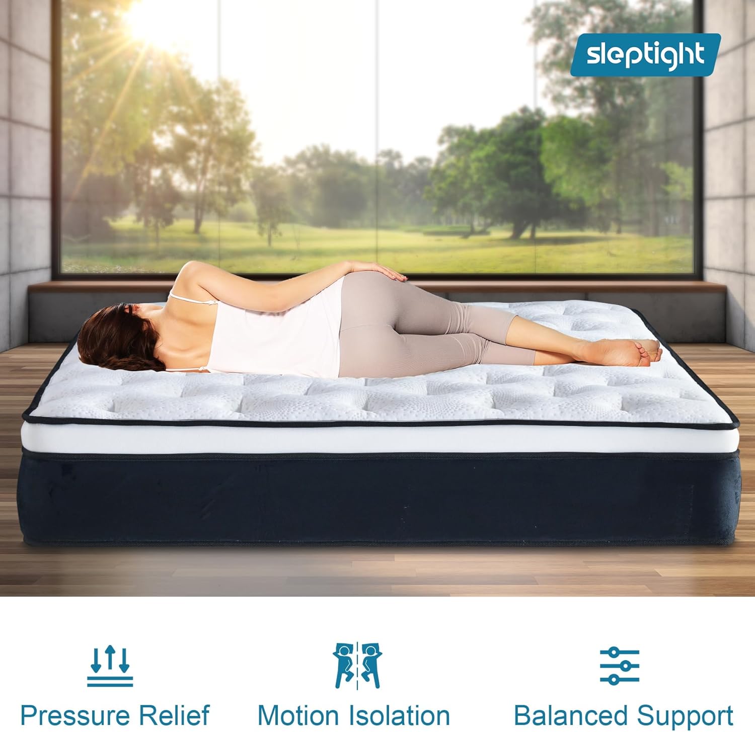 RV King Mattress 80" L x 72" W, 12 Inches Pillow Top Hybrid Camper Mattress in a Bag, Memory Foam Pocket Spring for RV Bed, Pop Up and Trailer, Short King