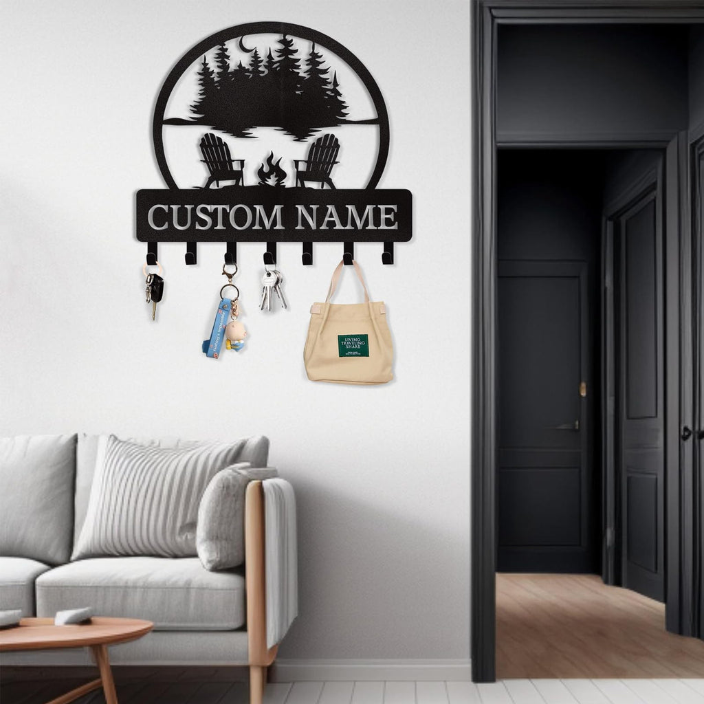 Dyoart Personalized Couple's Name Key Rack, Wall Mounted Metal Key Holder for Housewarming Gifts,ignent Bedding