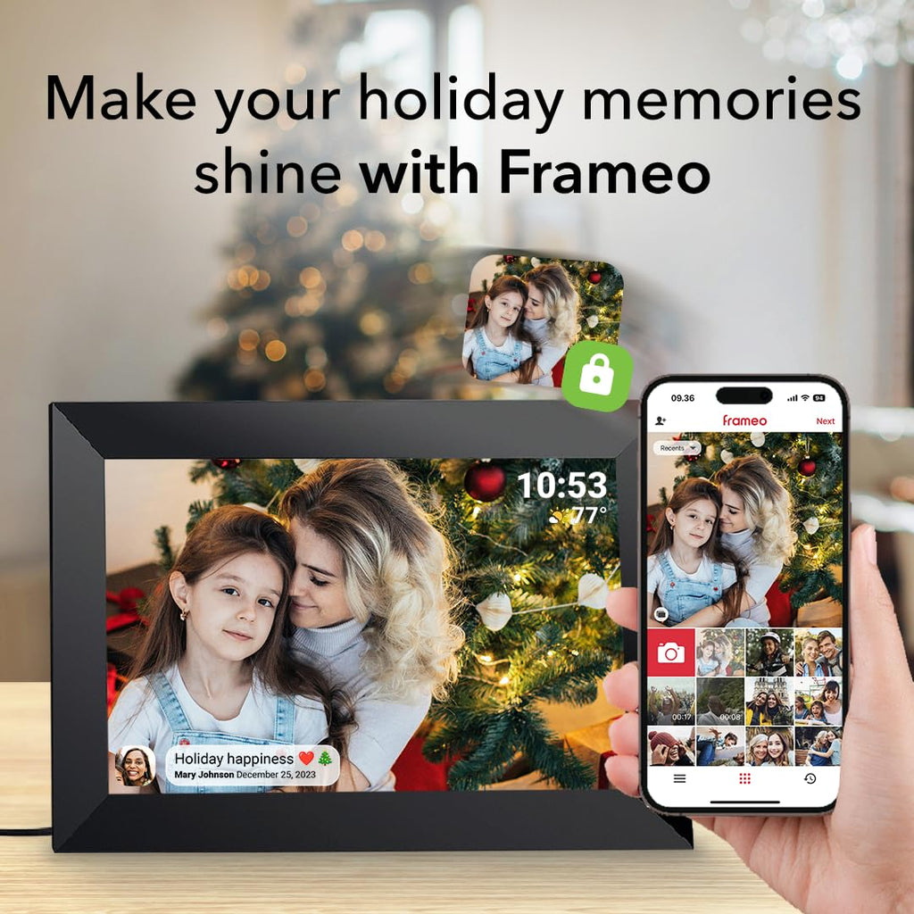 32GB FRAMEO 10.1 Inch Smart WiFi Digital Photo Frame | 1280x800 HD IPS Touchscreen , 32GB Large Storage, Auto Rotate,Share Moments Instantly via Frameo App from Anywhere