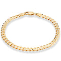 Miabella 18K Gold Plated 925 Sterling Silver Italian 5mm Solid Diamond-Cut Cuban Link Curb Chain Bracelet for Men Women, Made in Italy