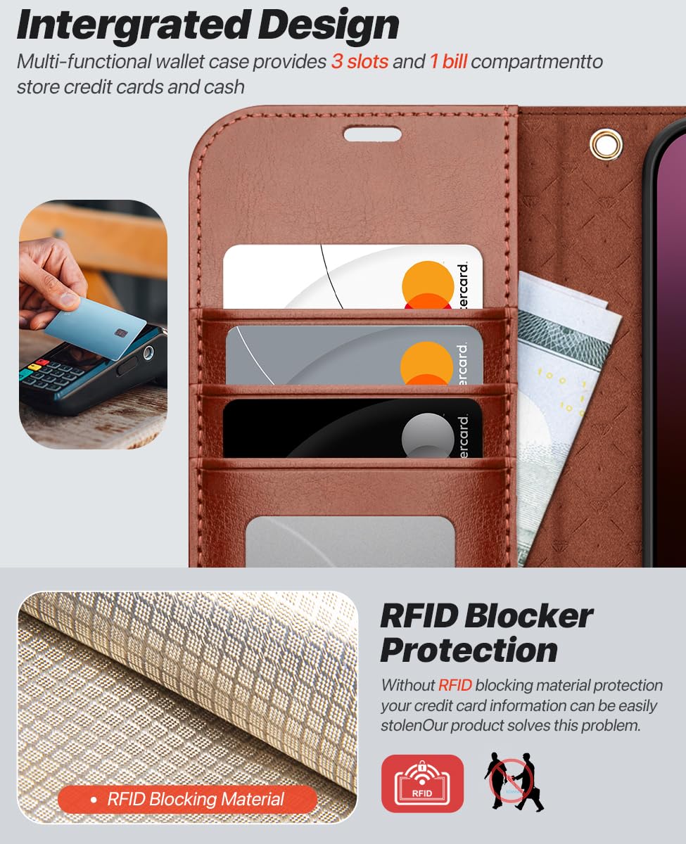 OCASE for iPhone 16 Case Detachable Wallet Case with Card Holder, 2 in 1 Pu Leather Flip Folio with RFID Blocking Stand Wrist Strap Shockproof Phone Cover 6.1 Inch 2024, Black