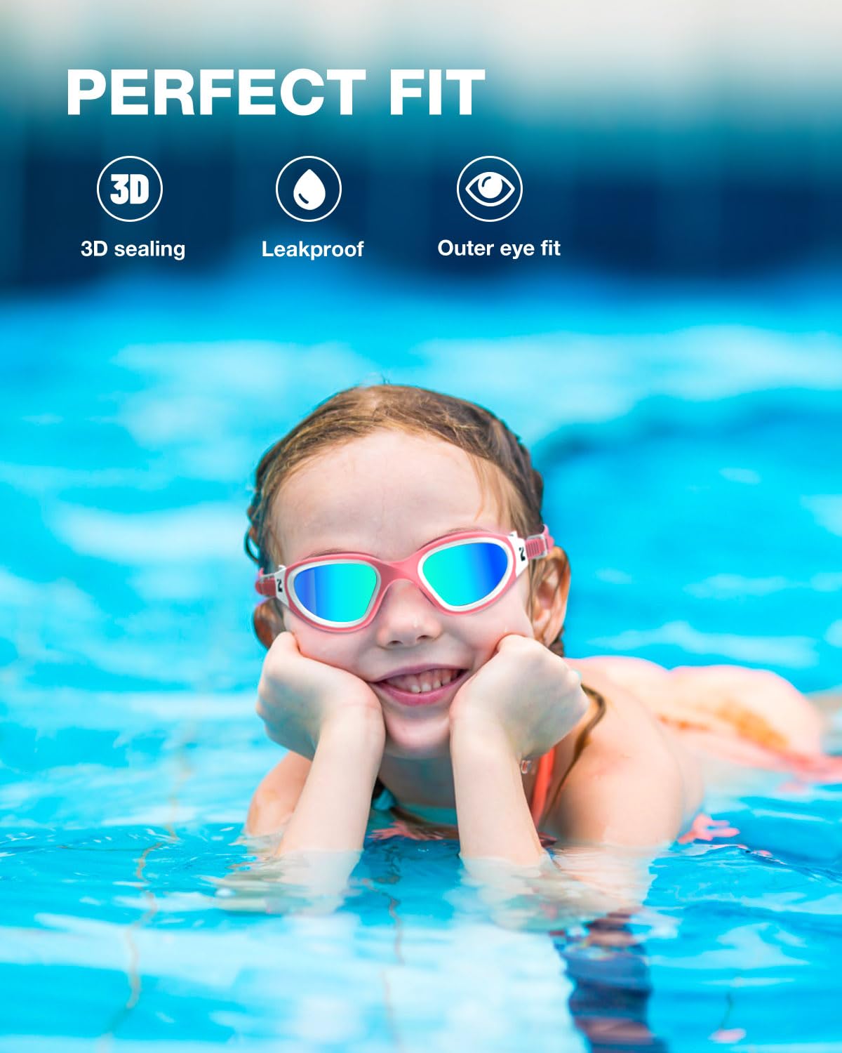 ZIONOR Kids Swim Goggles, G1MINI SE No Leak Anti-Fog Goggles for Kids 6-14, Soft Silicone Comfort Fit, Easy Adjust Strap