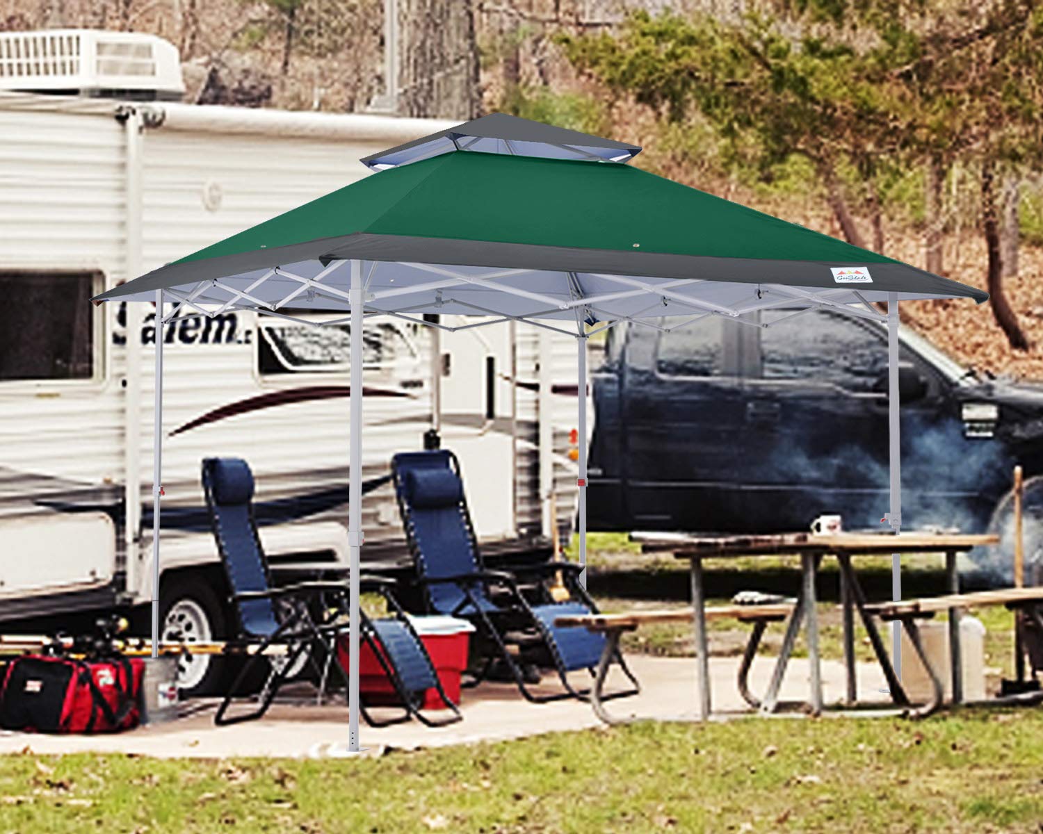 COOSHADE 13x13Ft Pop Up Canopy Tent Instant Folding Shelter 169 Square Feet Large Outdoor Sun Protection Shade(Grey)