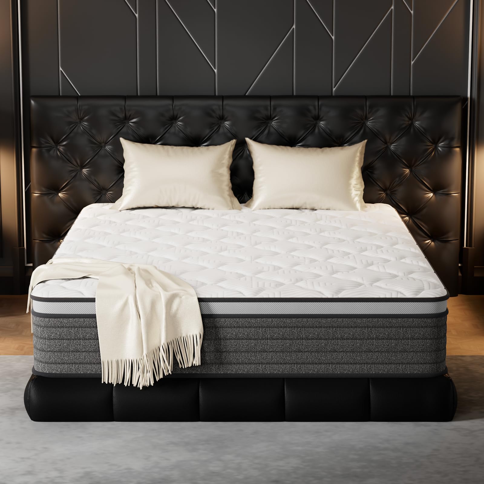 PUBPLON Twin Mattress, Hotel Luxury Hybrid 12 Inch Twin Size-Gel Memory Foam Mattress in a Box (New Version), Individually Wrapped Pocket Spring, Pressure Relief, Medium Firm