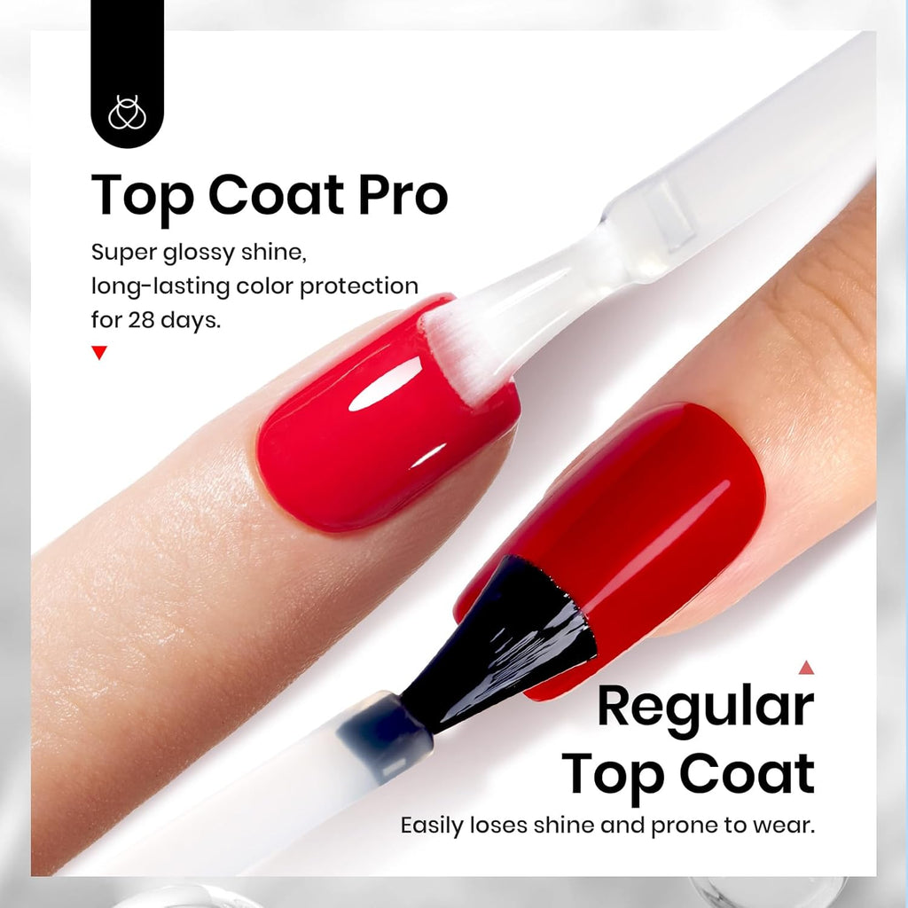 Beetles 2Pcs 15ml Gel Base and Top Coat Set - Upgrade No Wipe Extra Glossy Top Coat Finish for Gel Nail Polish, Soak Off UV/LED Lamp Needed, Essentials for Long-Lasting Manicure Kit