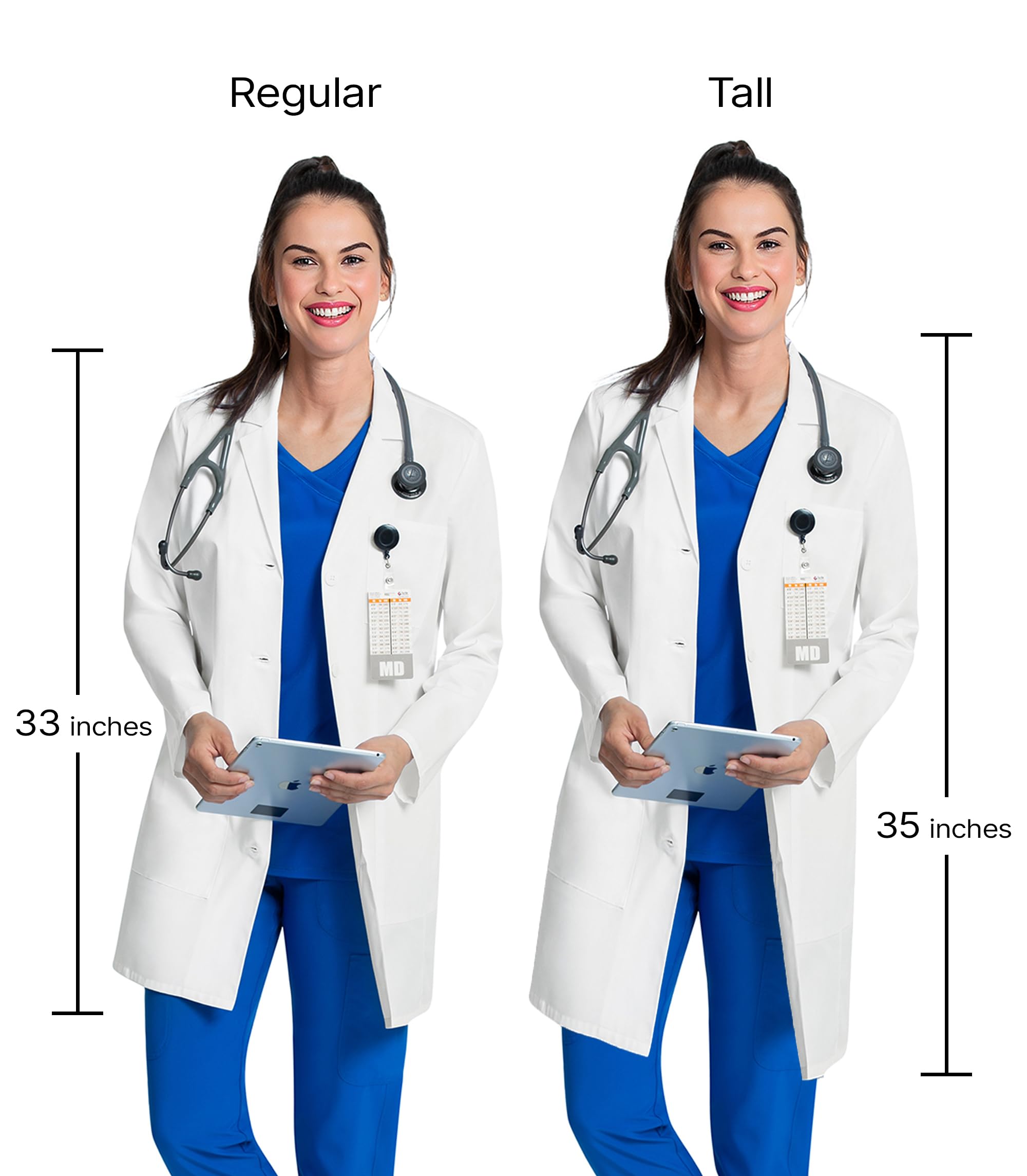 Cherokee Women's Lab Coat Modern Classic Fit 33" & 35" Doctors Coat with 3 Pockets CK452