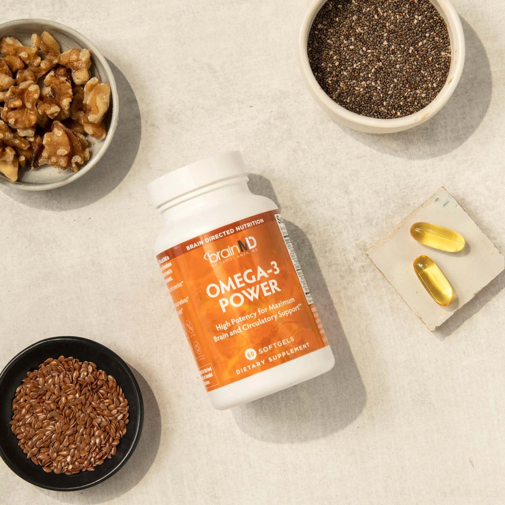 BRAINMD Omega-3 Power - 60 Capsules - Joint & Immune Support Supplement - Contains DHA & EPA - Gluten Free - Dr Amen - 30 Servings