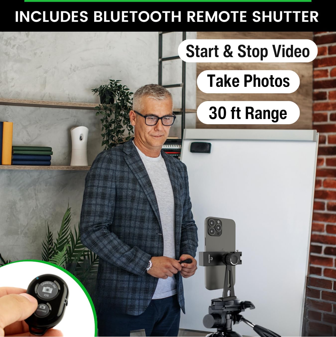 KobraTech Metal Phone Tripod Mount - UniMount 360 Pro Heavy Duty Phone Tripod Mount with Wireless Remote Shutter