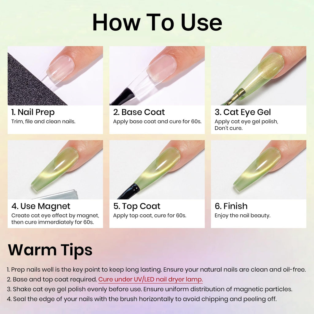 MIZHSE Cat Eye Gel Nail Polish, Moonlight Magnetic Gel Polish and Sheer Nude Nail Kit with 1 Magnet Stick, Glass Shiny Effect Silver Pink Purple Soak Off Manicure Home DIY