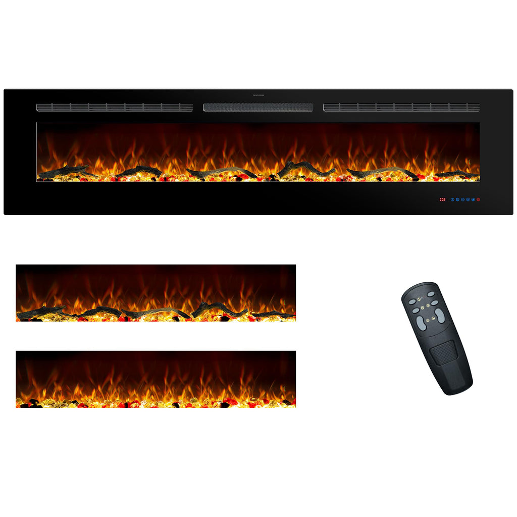 30 Inches Electric Fireplace Inserts, Recessed and Wall Mounted Fireplace Heater for Indoor Use with Remote Control, 13 Color Flames with Log &Crystal, 9H Timer, 750/1500W