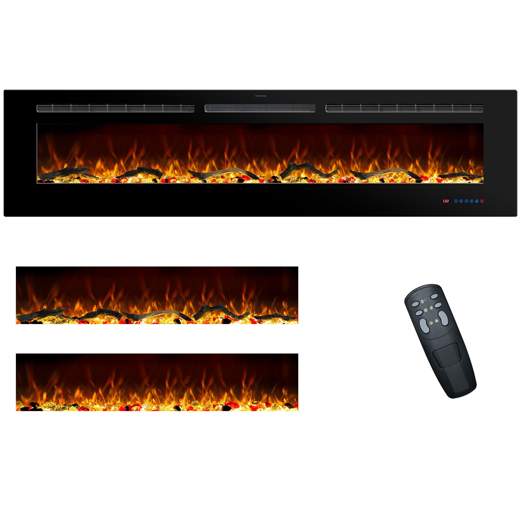 30 Inches Electric Fireplace Inserts, Recessed and Wall Mounted Fireplace Heater for Indoor Use with Remote Control, 13 Color Flames with Log &Crystal, 9H Timer, 750/1500W
