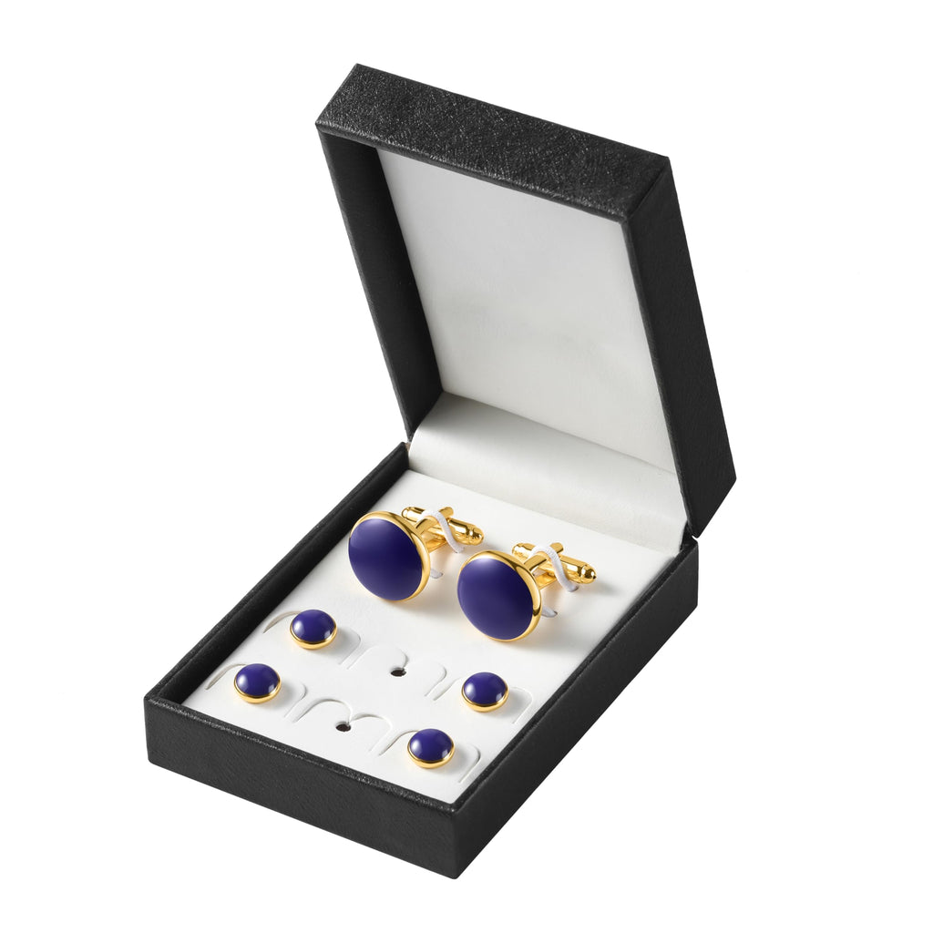 Men's Cufflinks & Tuxedo Studs Set - 316L Stainless Steel Formal Wedding Jewelry, Groomsmen Gift Set with Gift Box
