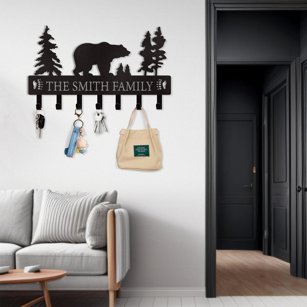 Dyoart Personalized Couple's Name Key Rack, Wall Mounted Metal Key Holder for Housewarming Gifts,ignent Bedding