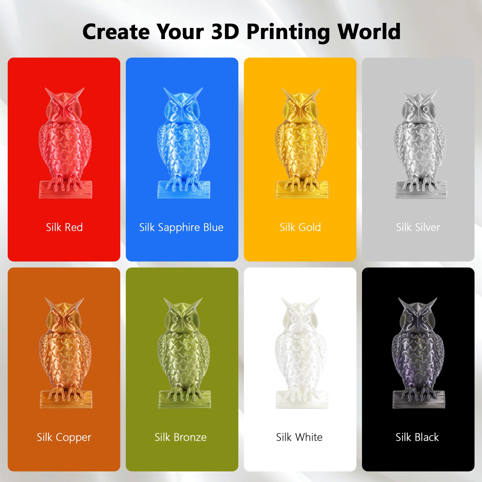 1.75mm PLA 3D Printer Filament Bundle: Glow in Dark Green/Blue/Purple/Rainbow, One Spool Clear Multi Colored, Each Spool 250g, Total 1.25Kg 3D Printing Material, 250g x 5 Spools Glow in Dark PLA