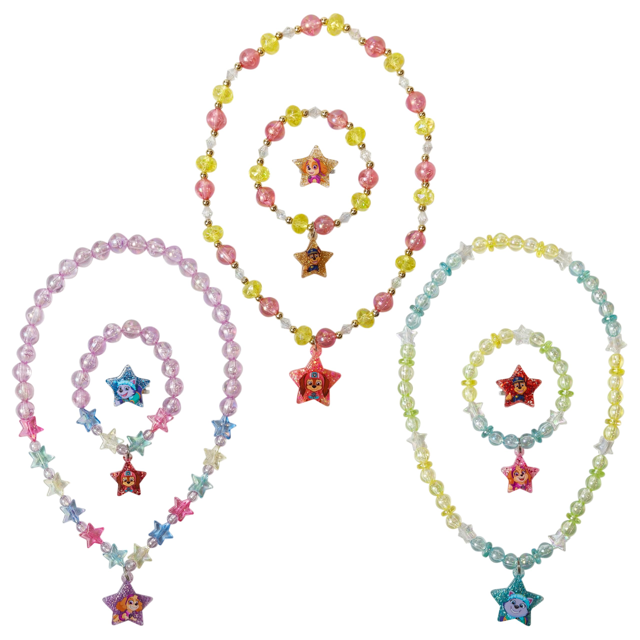 LUV HER Paw Patrol Girl's Jewelry Set - Dress up Toy Jewelry Box Set with Bead Necklace, Bracelet and Ring - Play Accessories - Ages 3+