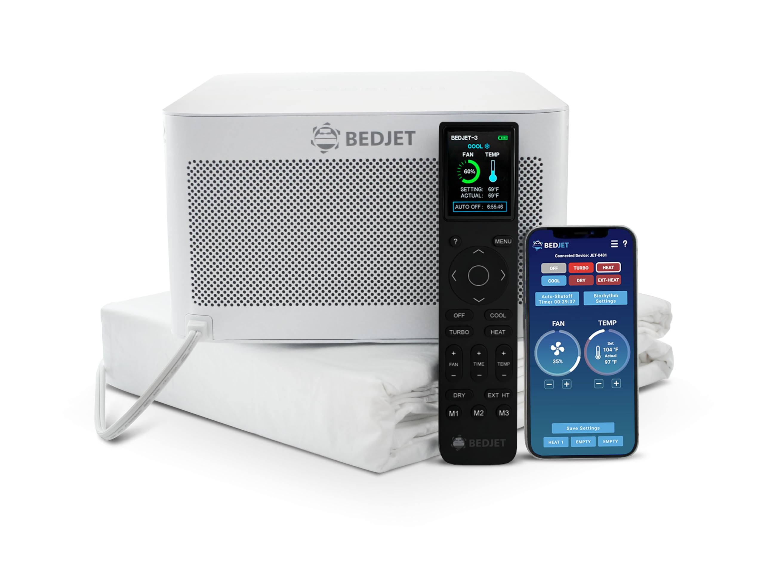 BedJet 3 Climate Comfort for Beds, Cooling Fan + Heating Air Bundle with Cloud Sheet (Queen/Full Size Sheet)