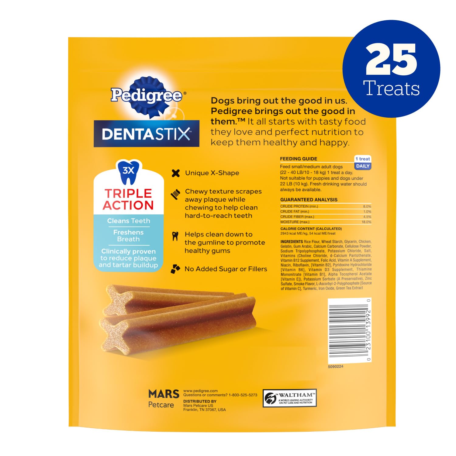 Pedigree Dentastix Small & Medium Breed Dog Treats, Original with Real Chicken, Dog Dental Treats, 13.9 oz. Bag (25 Treats Total)