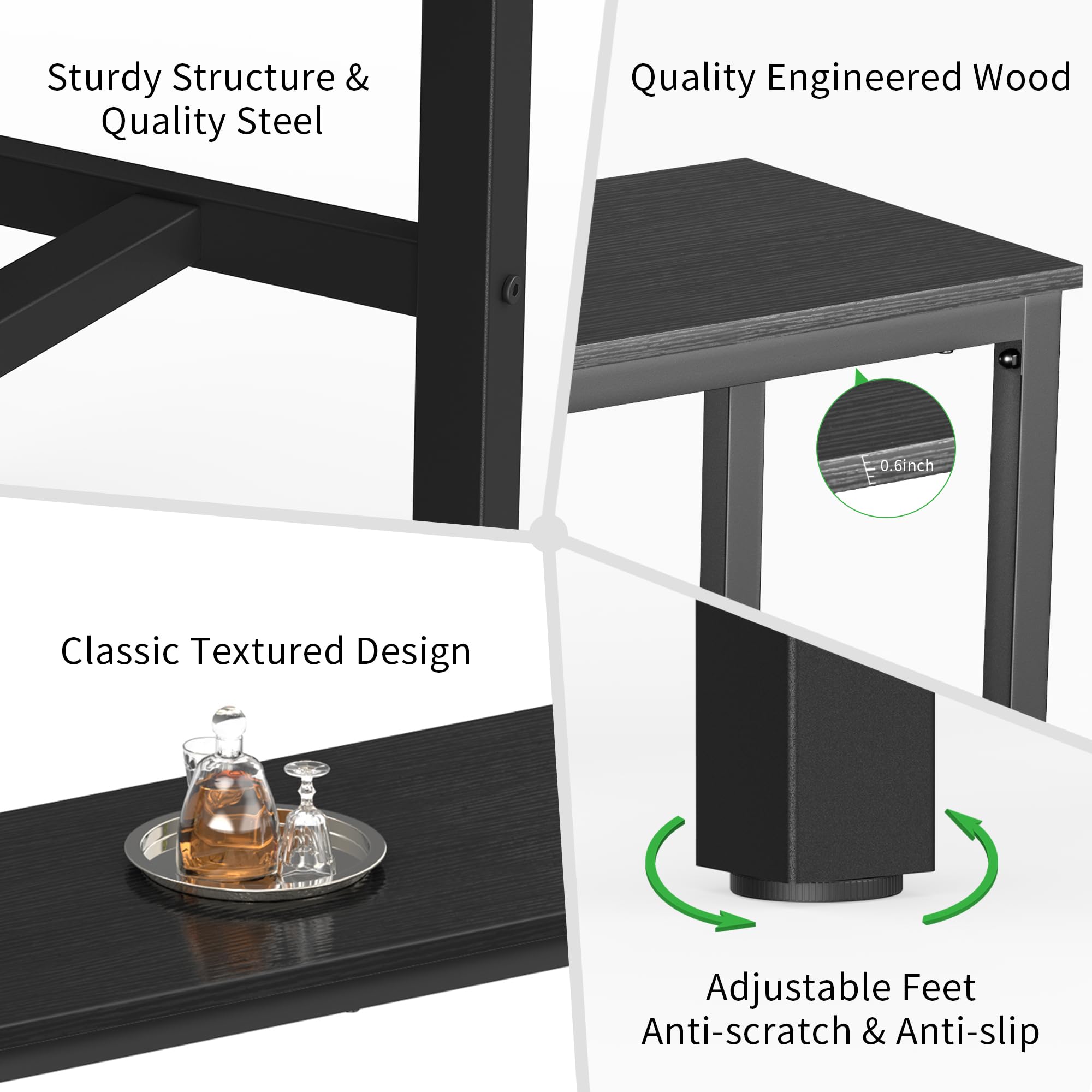 Mr IRONSTONE Bar Table, 47" Pub High Top Table Rectangular Bar Height Table Sofa Console/Dining Coffee Table, for Narrow Space, Living Room, Vintage