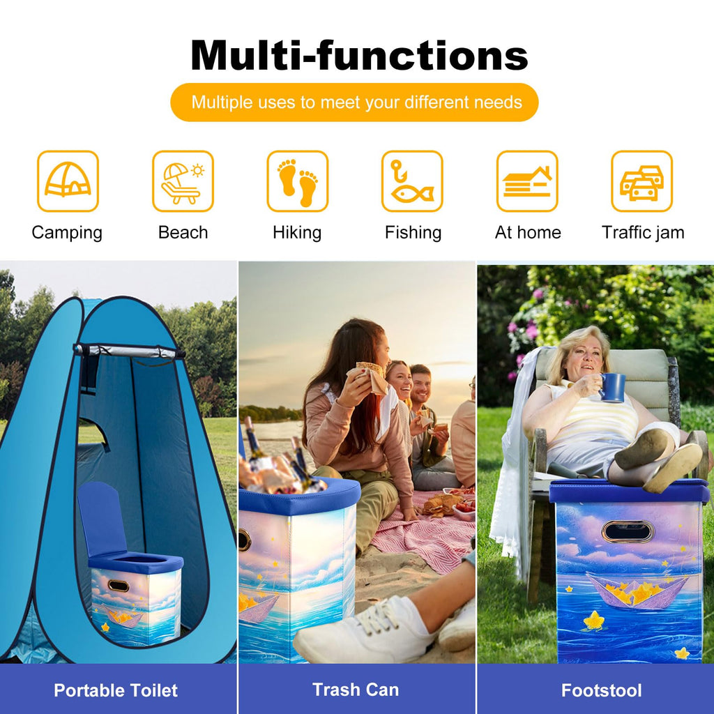 Ann Katy Upgrade XL Portable Toilet for Adults, Extra Large Portable Travel Floding Toilet, Camping Tall Toilets with Lid for Adults and Kids Compact Potty for Car,Hiking,Beach and Camping