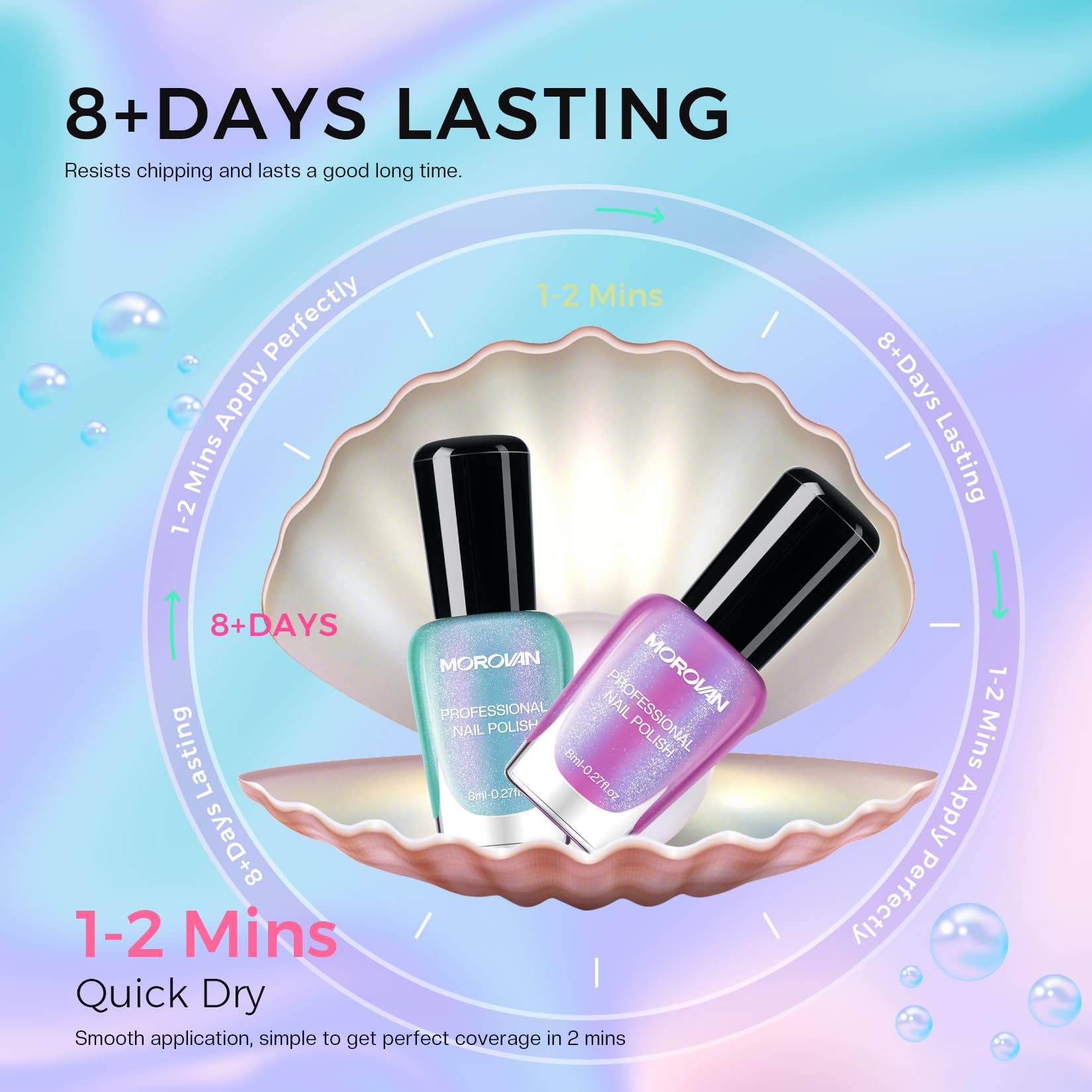 Morovan 15 Bright Color 0.27oz Air Quick Dry Long Lasting Nail Polish Gift Set for Women