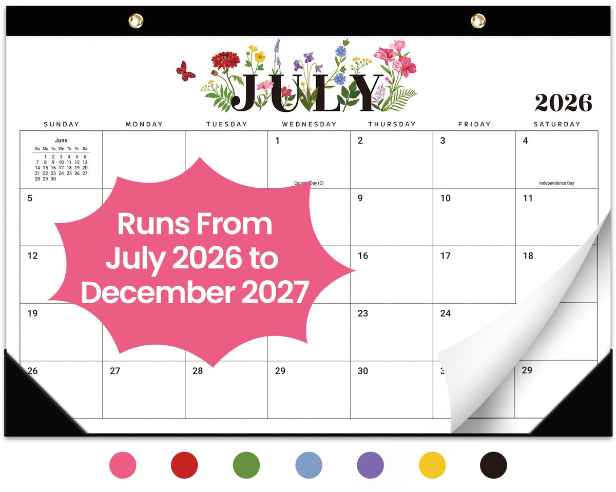 Desk Calendar 2026-2027, 21-Month Calendar Runs Until June 2027, Large 17" x 12" Monthly Desktop & Wall Calendar for Home & Office - Floral