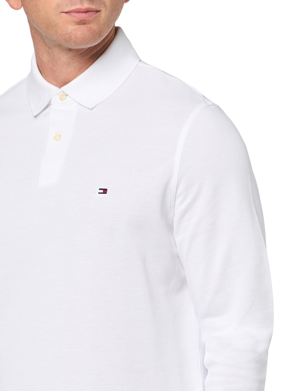 Tommy Hilfiger Men's Long Sleeve Polo Shirts in Regular Fit with Stretch and Organic Pique Cotton