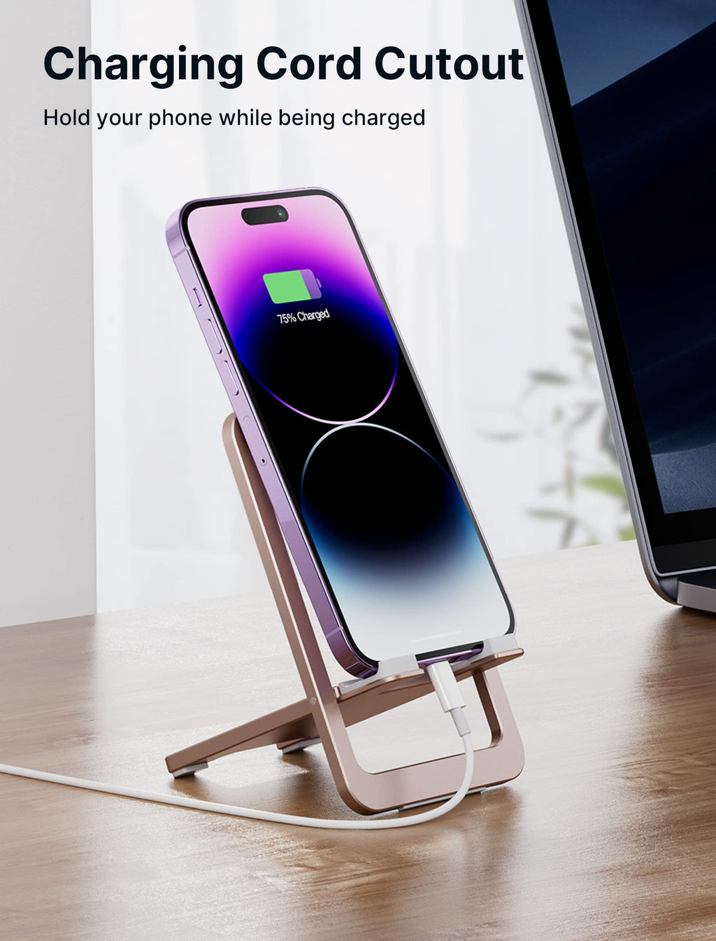 JSAUX Cell Phone Stand, Foldable Aluminum Adjustable Phone Holder for Desk Portable Travel Essentials Office Accessories for iPhone 17 16 15 14 13 Pro Max Samsung S25 S24 S23 Ultra Kindle-Black