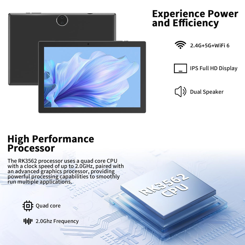 Android 15 | Tabalet with Keyboard | Tablet 10 inch | 2 in 1 Tablet | 8GB+32GB+2TB Expand | 1280 * 800 IPS Touch Screen Computer | 5G WiFi 6, L1 | Long Battery Life Tablet （Black）