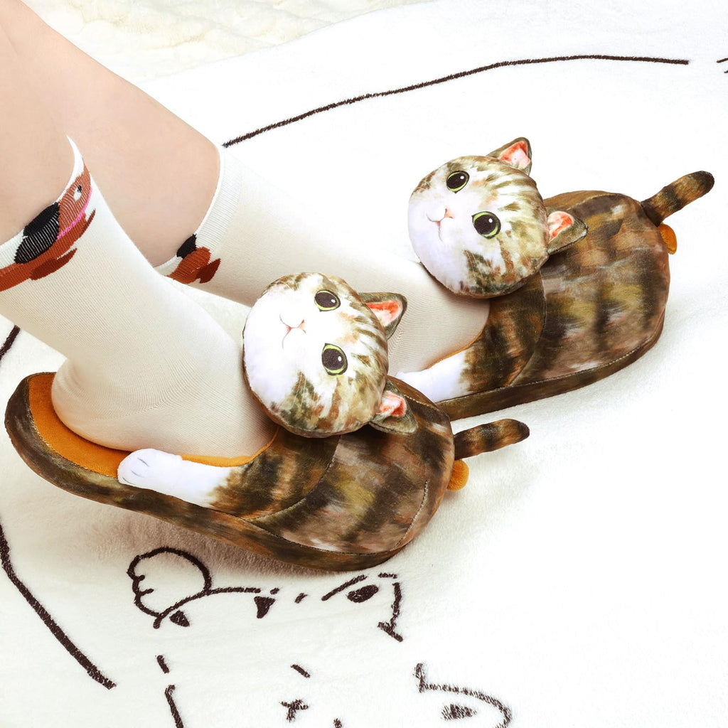 Funny Cat Slippers for Women,Fuzzy Animal Indoor House Shoes with Soft Memory Foam,Comfy Plush Warm Slip-on Slippers,Cat Gifts for Cat Lover