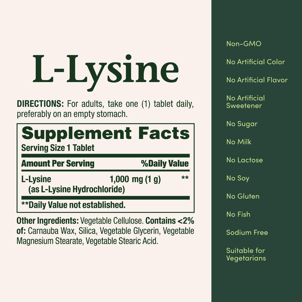 Nature's Bounty L-Lysine, 1000mg, 60 Tablets