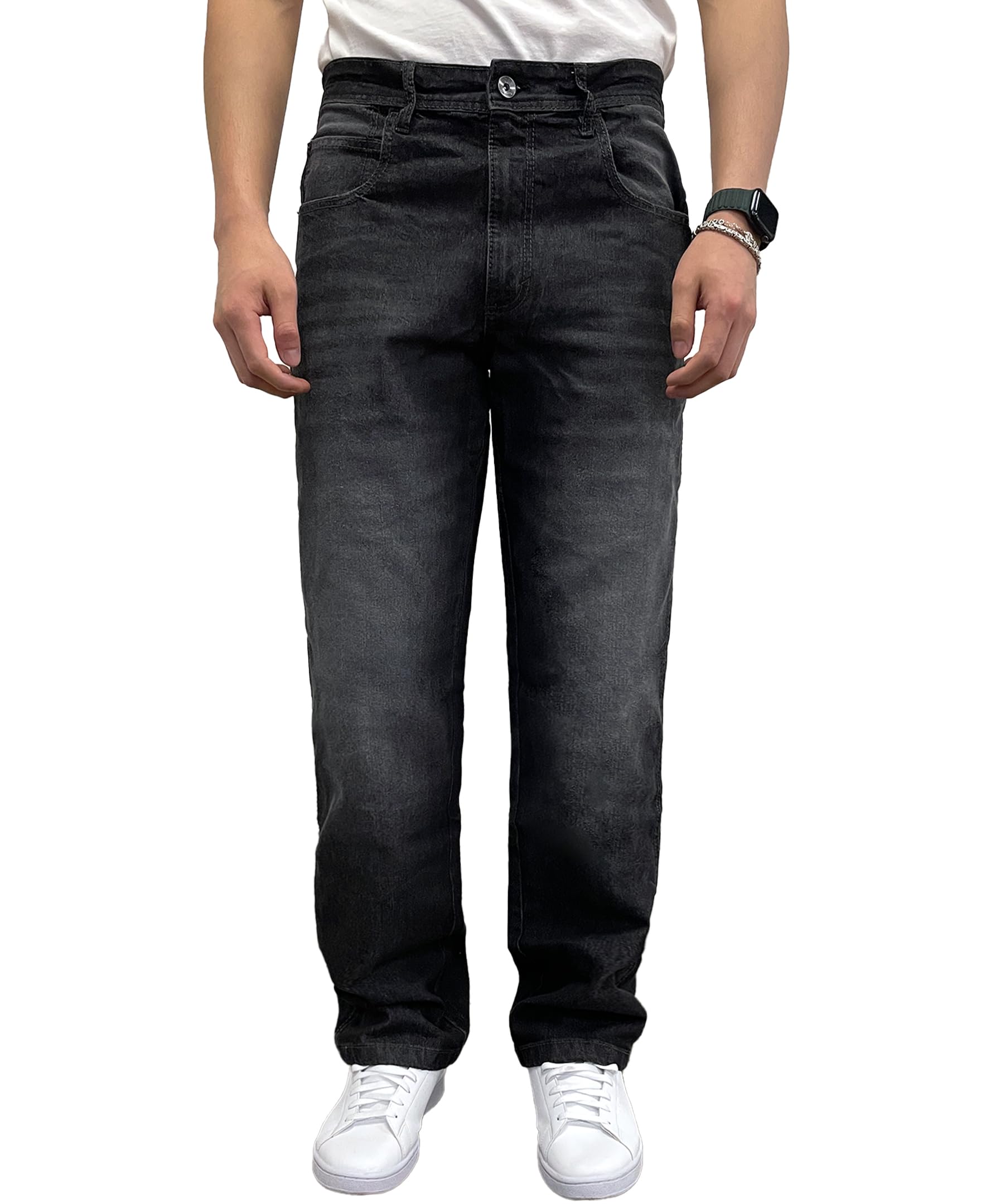 Southpole Mens Mid Rise Stretchable Straight Relaxed Fit Cross Hatch Denim Pants