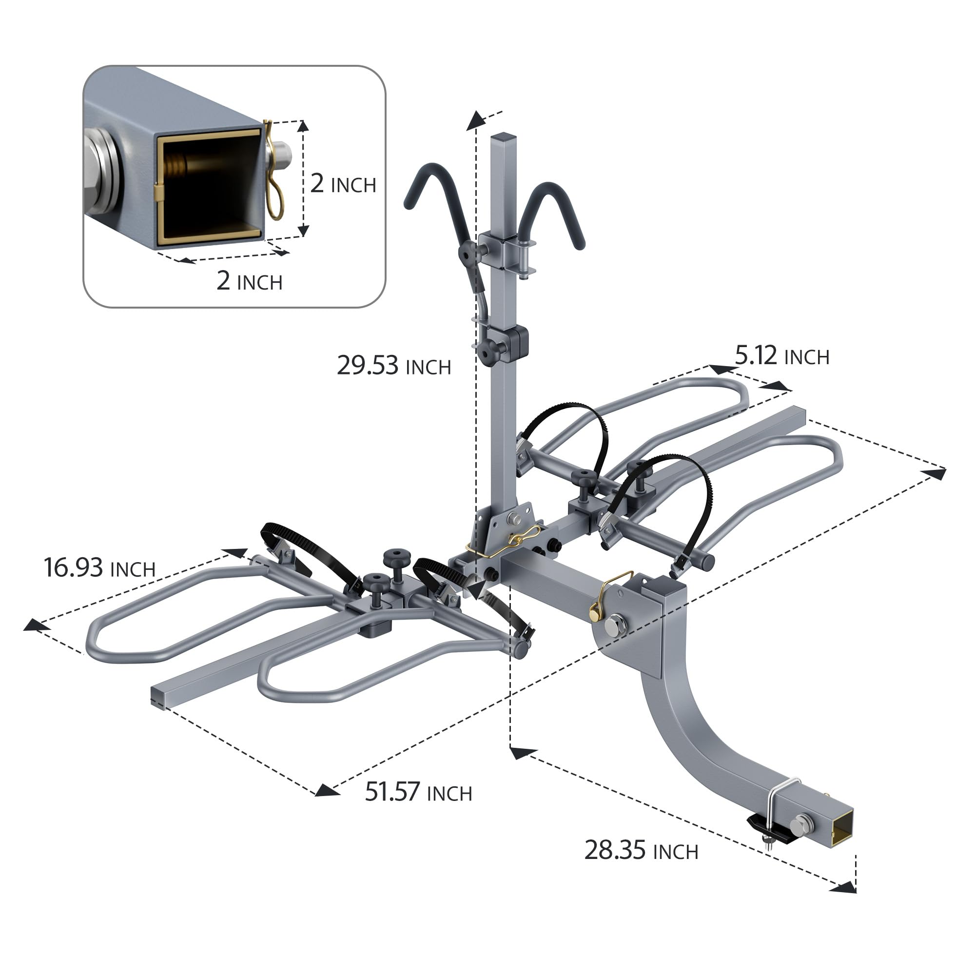 WILDROAD Hitch Bike Rack, Wobble Free Smart Tilting Bike Rack, Foldable 2-Bike Rack for Standard, Fat Tire and E-Bike, 2-Bike 180 lbs Capacity, Fits 2-inch Receiver