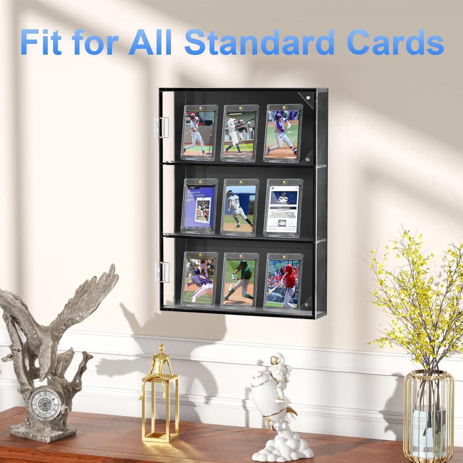 30ct Magnetic Card Holder, 35pt Slim One Touch Card Holder, Hard Plastic Protectors, UV Protection Magnetic Cards Case Fits for Baseball, Football, Game, Sports Collectible Cards, Ultra Slim