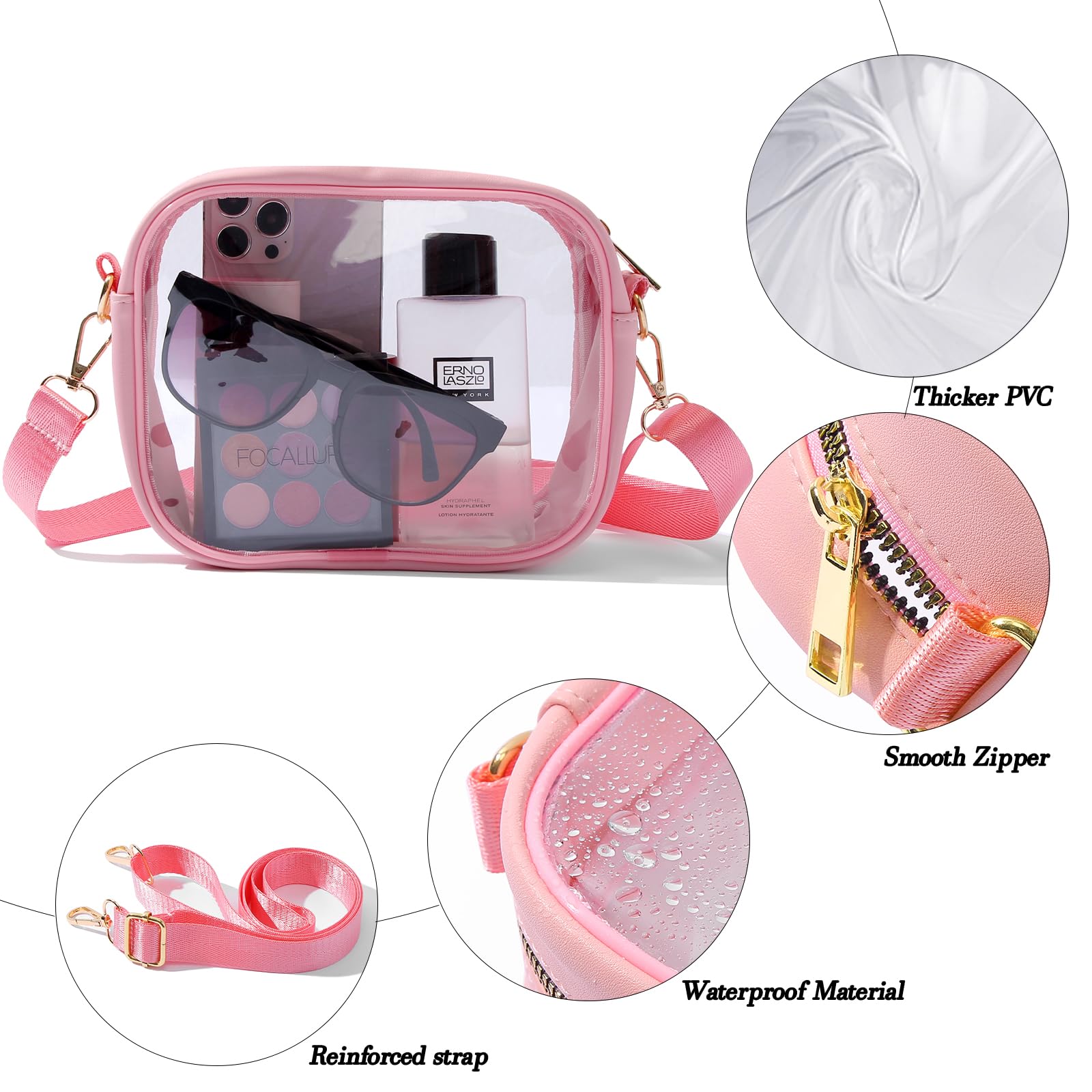 TOBVZOO Clear Bag Stadium Approved, Crossbody Transparent Bag for Concerts Sports Events, Purses for Men & Women
