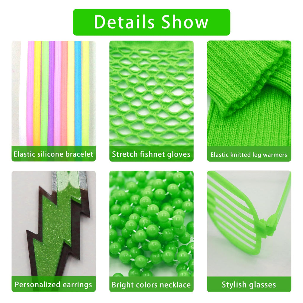 Upgraded 80s Outfit Costume for Women,80s Party Costume Accessory Sets with T-Shirt Tutu Skirt Waist Pack etc