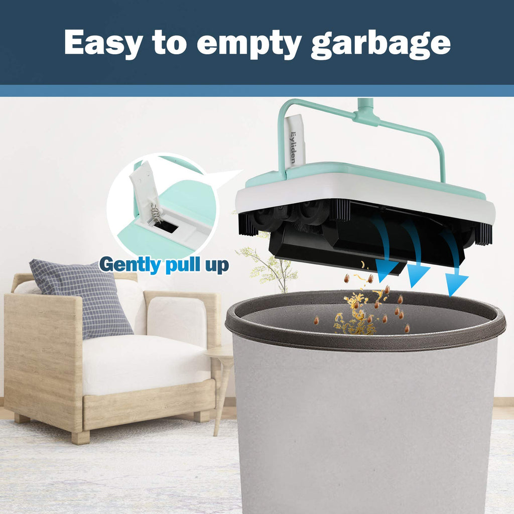 Eyliden Carpet Sweeper, Mini Size Lightweight Hand Push - No Noise, Non-Electric, Easy Manual Sweeping Only for Carpet Cleaning (Black)