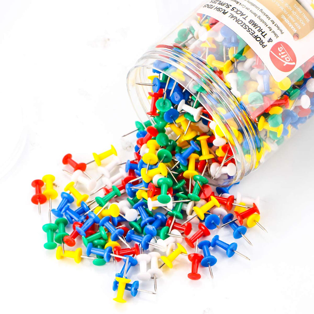 Push Pins 600 Count, Standard Clear Thumb Tacks Steel Point and Clear Plastic Head