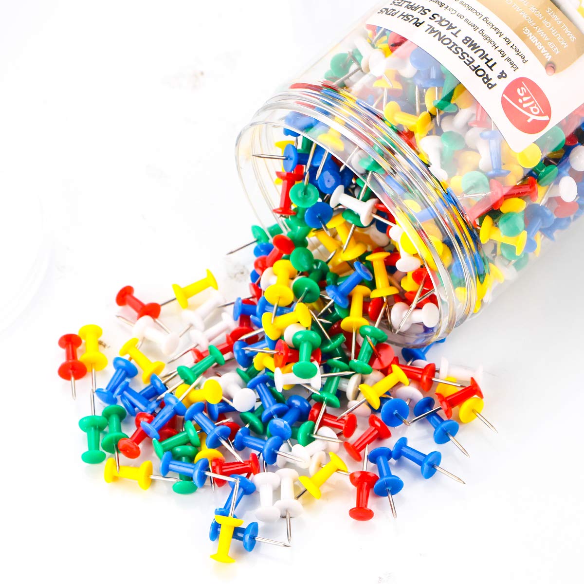 Push Pins 600 Count, Standard Clear Thumb Tacks Steel Point and Clear Plastic Head