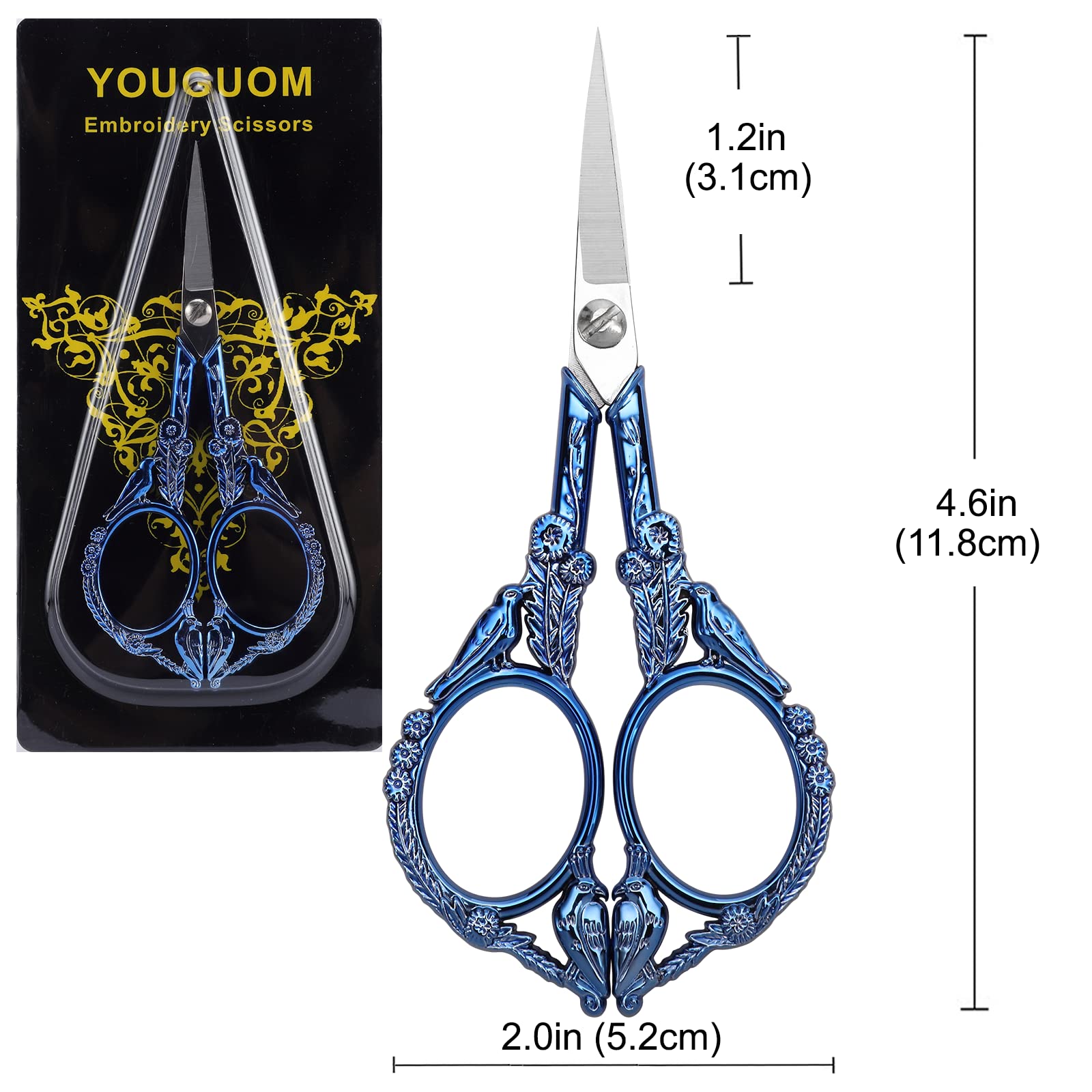 YOUGUOM Small Craft Scissors, Little Travel Sharp Embroidery Scissors All Purpose, Straight Tips Mini Sewing Shears, Precision Detail Thread Cutting Snips
