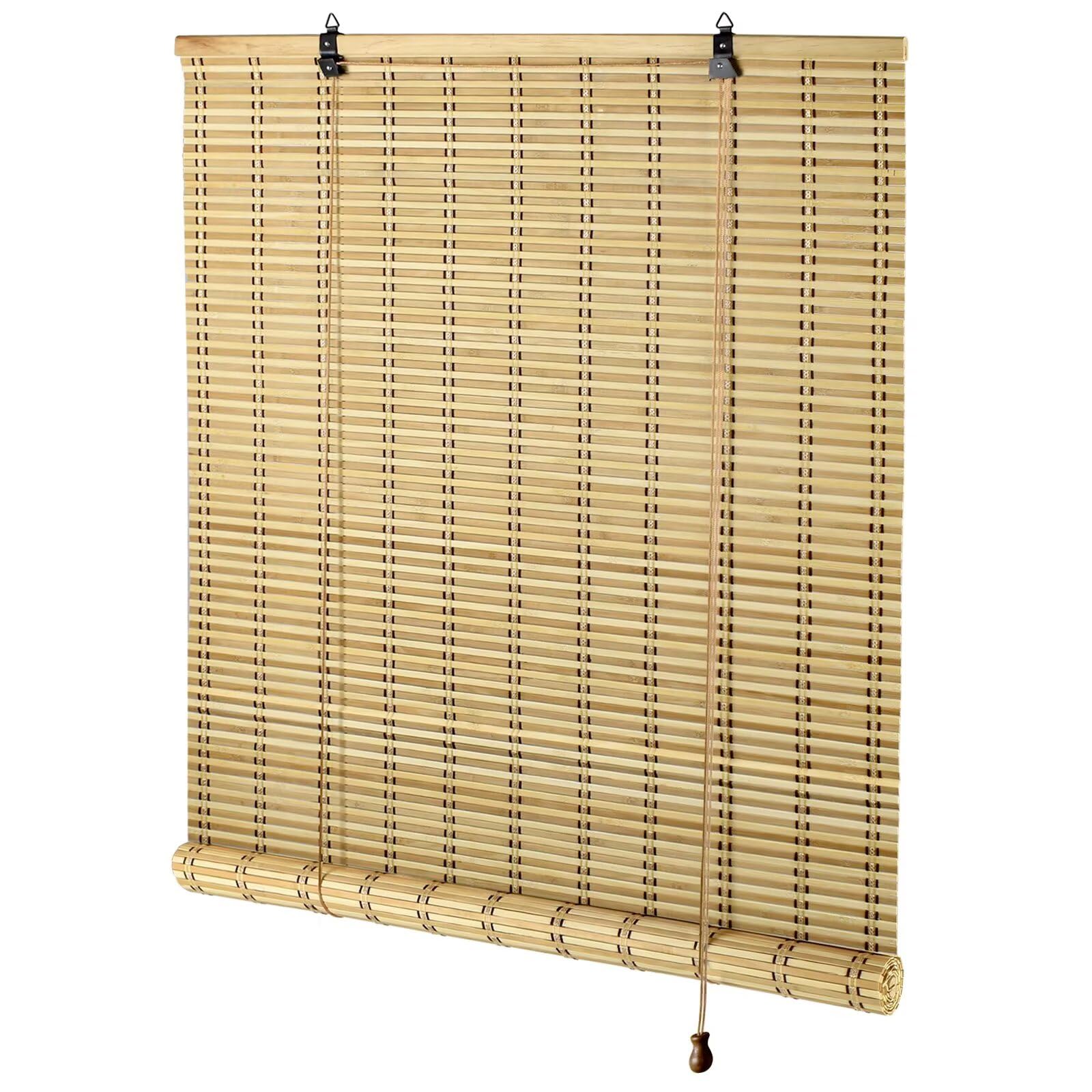 Bamboo Blinds for Interior Windows, Easy to Install Bamboo Shades for Indoor Windows, Custom Roller Shades for Indoor Window and Outdoor Patio, 23" W x 48" H