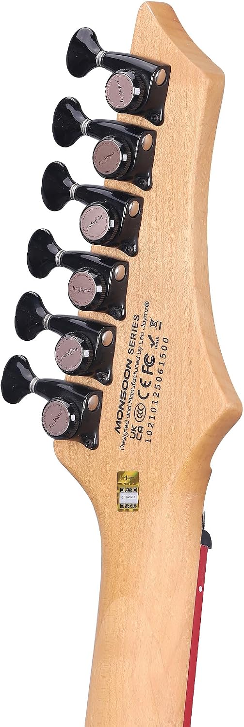 Leo Jaymz Tempest 6-String Electric Guitar, Reverse Headstock, Mahogany Body,Alnico V Pickups, Roasted Maple Neck, Rosewood Fretboard, Locking Tuners, 2-Point Tremolo Bridge (Tempest Matte Black)