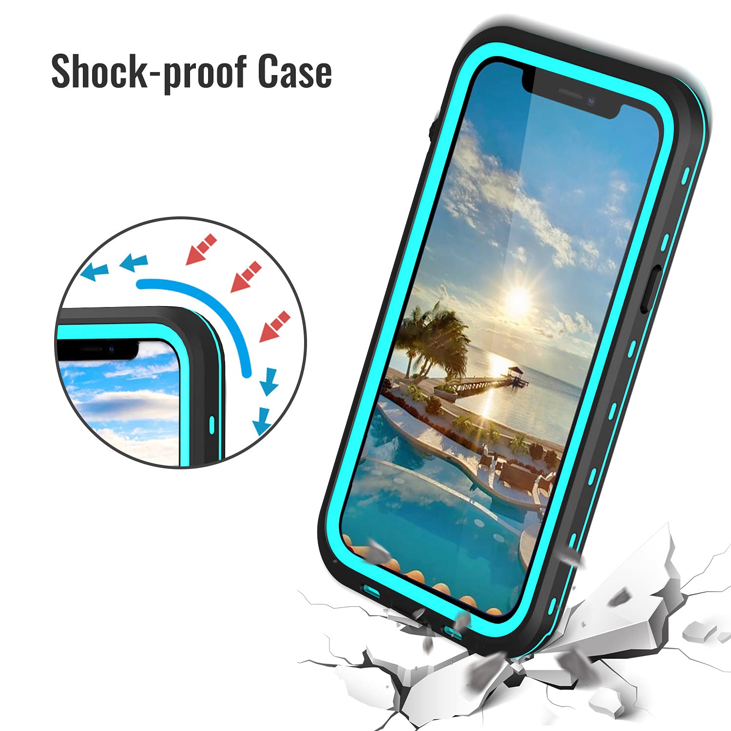 iPhone 13 Pro Case, Waterproof & Shockproof Phone Case, Full Protection, IP68, 6.1 Inch, Black
