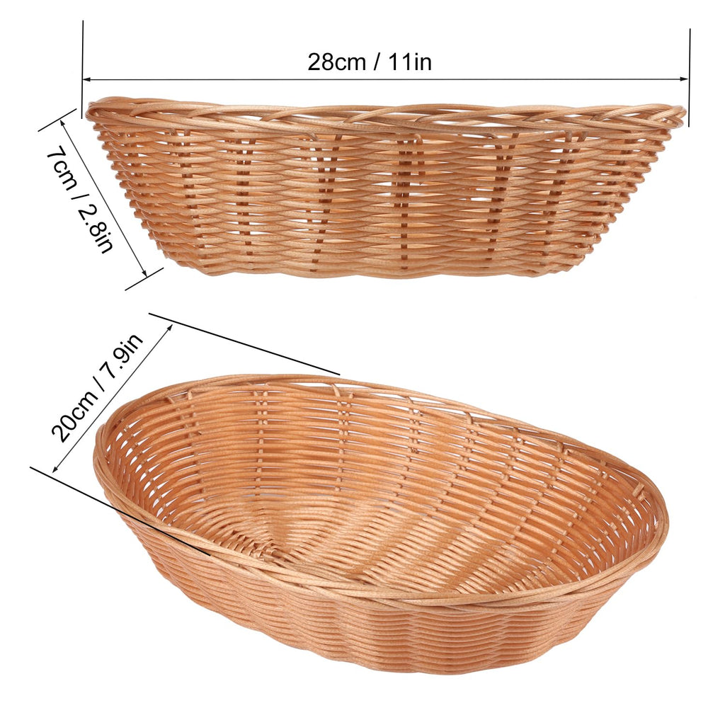 GNIEMCKIN 12 Pack Round Poly Wicker Basket, Diameter 9.5 In, Brown, Plastic, Polypropylene