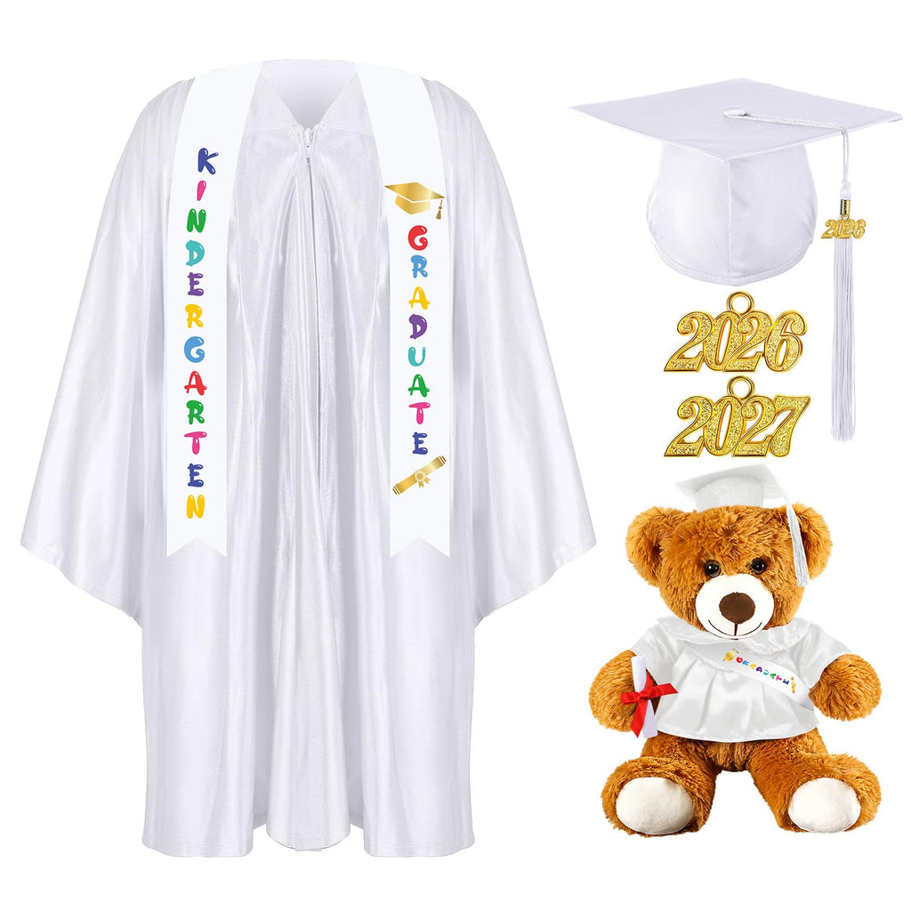 Sintuff 7 Pcs Kindergarten Preschool Graduation Cap and Gown with Bear Gifts 2026 Grad Stole Tassel Sash for Toddler Kids