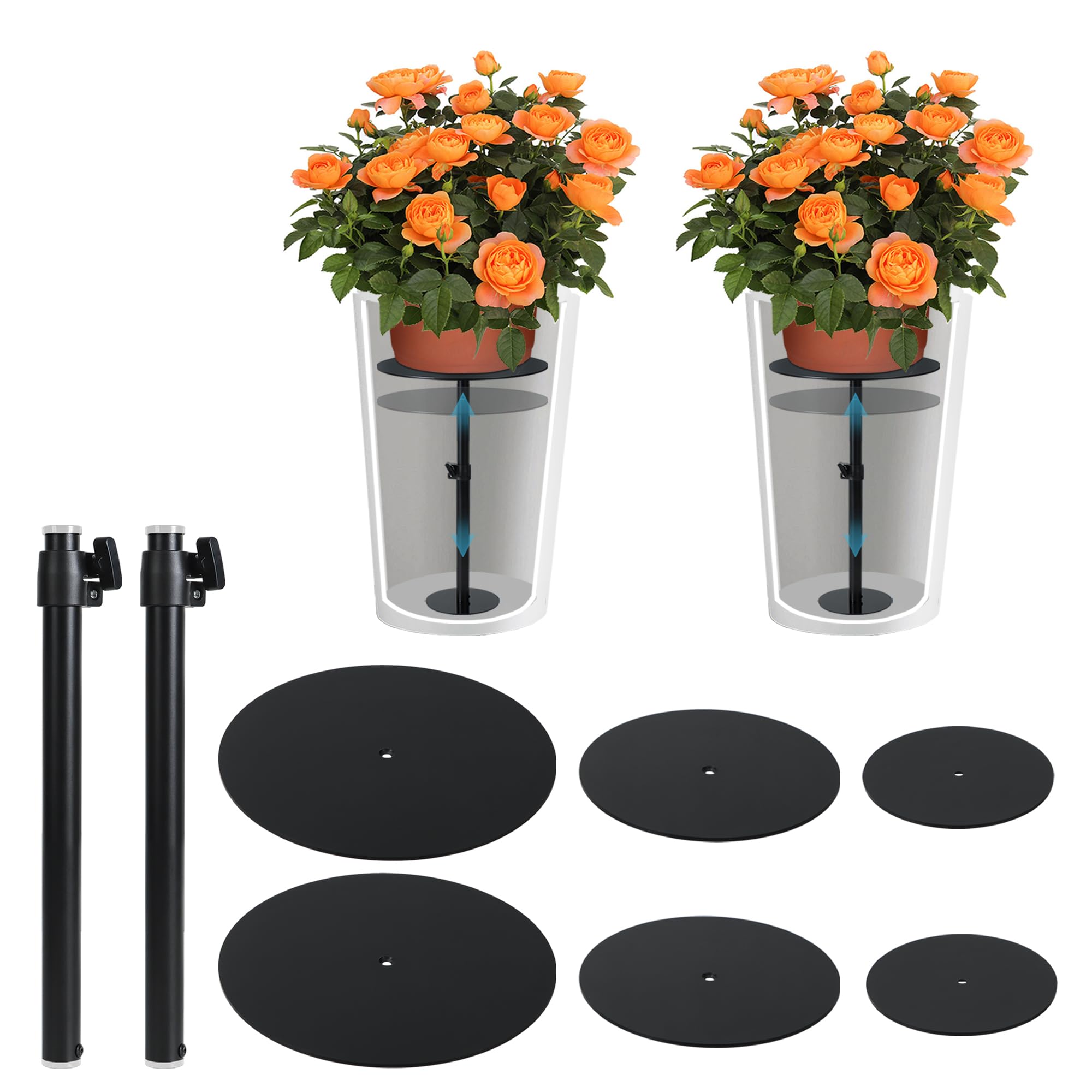 Adjustable Plant Risers for Inside Pots, 11-20" Rise Planter Insert Filler for Large Pots, Plant Lift Inserts Pot Risers for Indoor Outdoor Tall Taper Planter Container (6" 8" 10" Base Top, Set of 1)