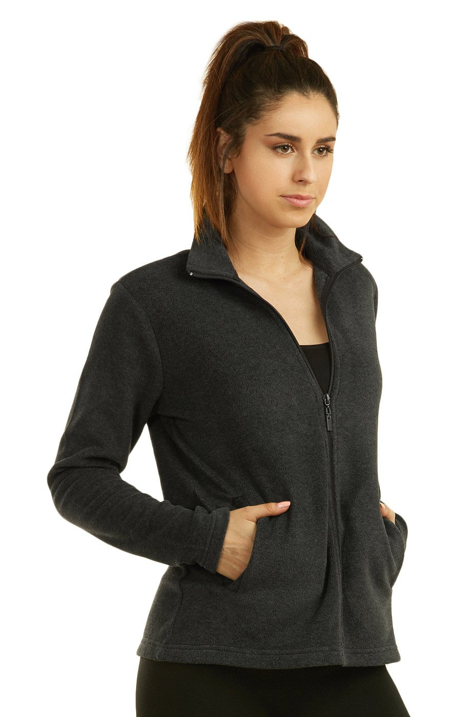 Sofra Women's Polar Fleece Full Zip Up Winter Jacket