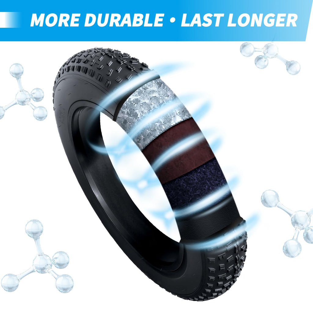 OUXI 20x4.0 Fat Tire Tube, Puncture Resistant Folding MTB Replacement Tire, 20x4.0 Fat Tyre for MTB and Ebikes, All-Terrain Directional Tread Bicycle Tires and Tubes