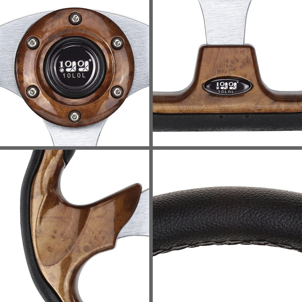 10L0L Golf Cart Steering Wheel, 13' Universal Fit for EZGO TXT/RXV, Club Car DS/Precedent, Yamaha G2-G29 (Carbon Black)