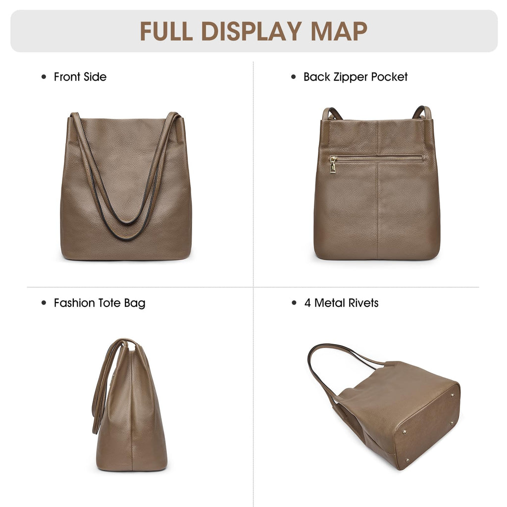 Kattee Women Soft Genuine Leather Totes Shoulder Bag Purses and Handbags with Top Magnetic Snap Closure