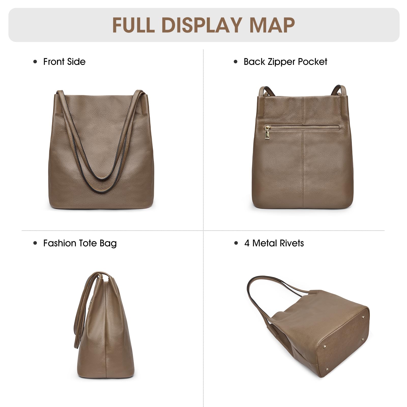 Kattee Women Soft Genuine Leather Totes Shoulder Bag Purses and Handbags with Top Magnetic Snap Closure